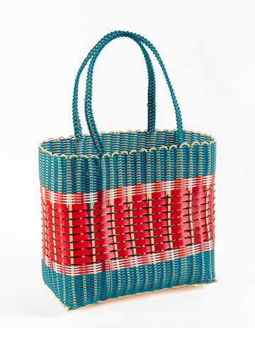 Small Teal & Red Basket