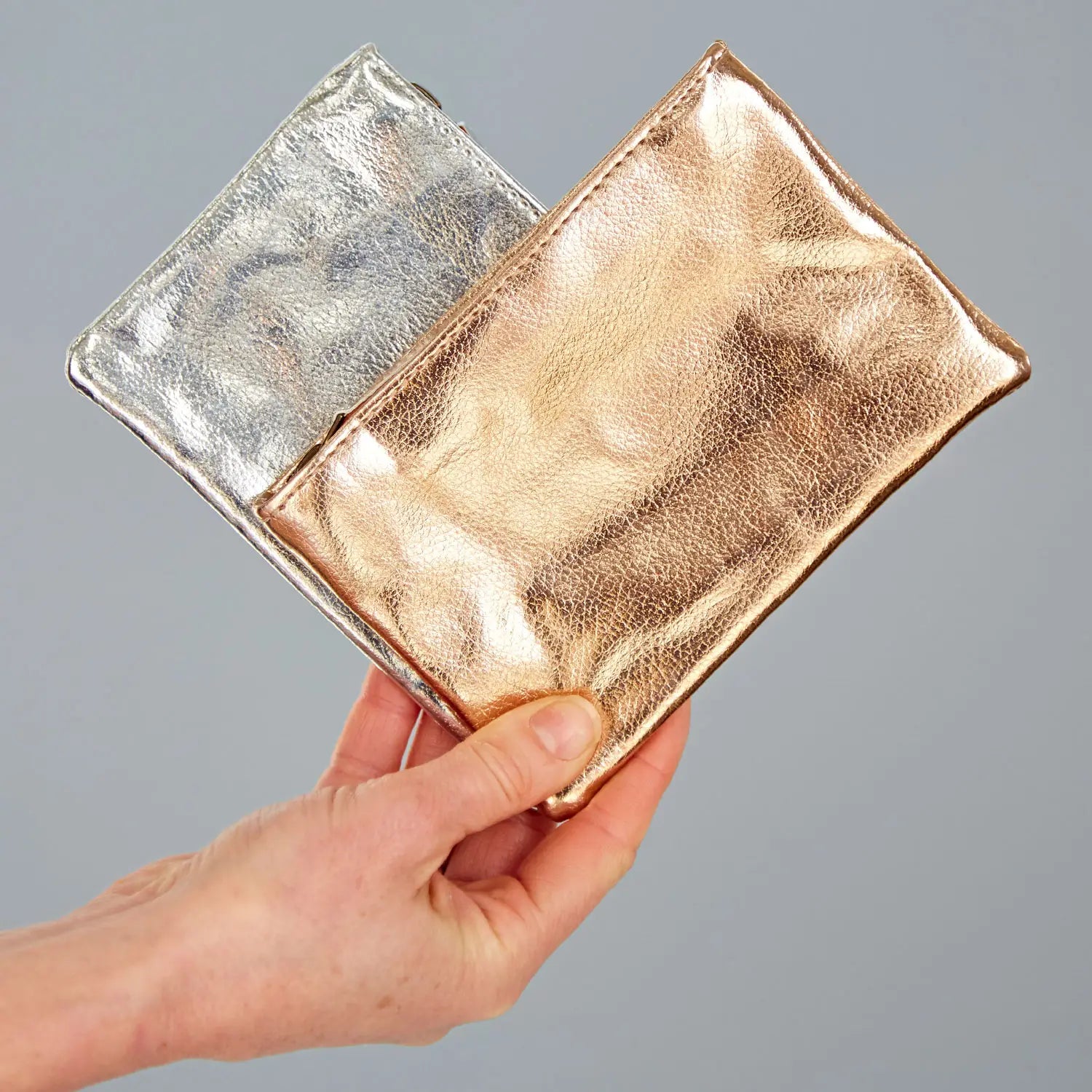 6.2.24 FOUND ONE MORE SILVER ONE!  NOW HALF PRICE! Small Metallic Purse / Makeup Bag
