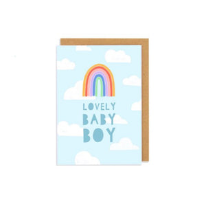 Lovely Baby Boy - New Baby Rainbow Greetings Card