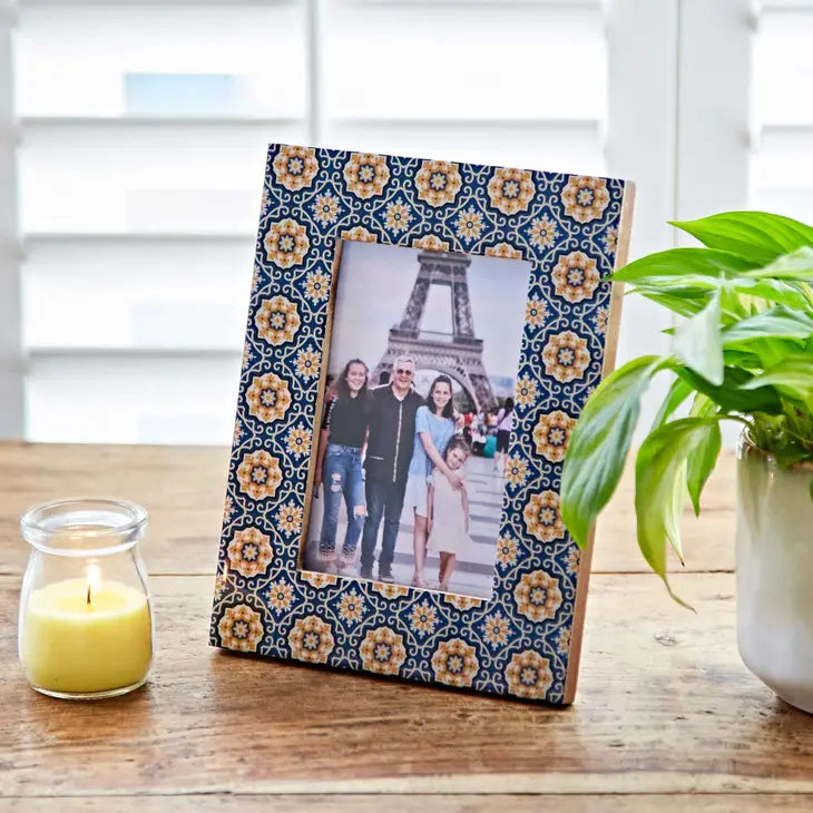 Blue and Gold Patterned Photo Frame