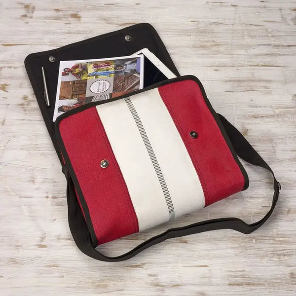 TWO LEFT! NOW HALF PRICE!! Recycled Fire Hose Messenger Bag - Crossbody Bag - Unisex