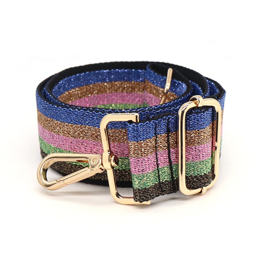 Earthy Rainbow Stripe Glitter Bag Strap