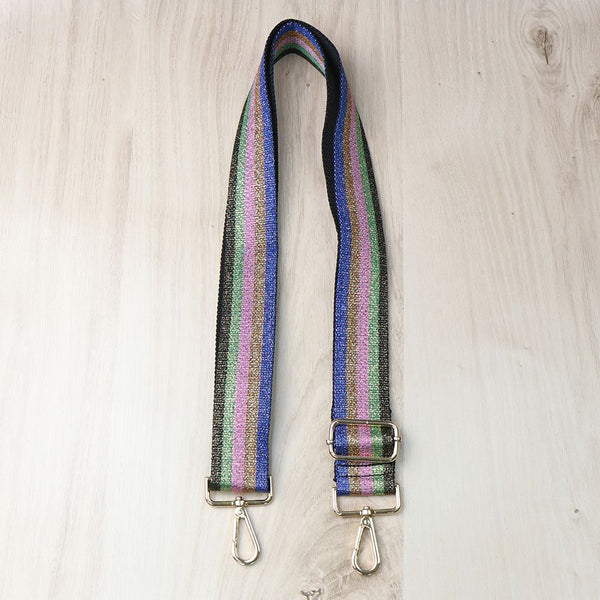 Earthy Rainbow Stripe Glitter Bag Strap