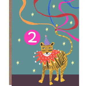 Age 2 Party Tiger Greetings Card