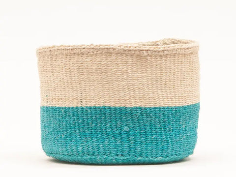Turquoise Colour Block Woven Basket