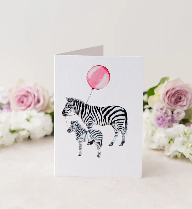 New Baby Zebra Watercolour Sustainable Greetings Card