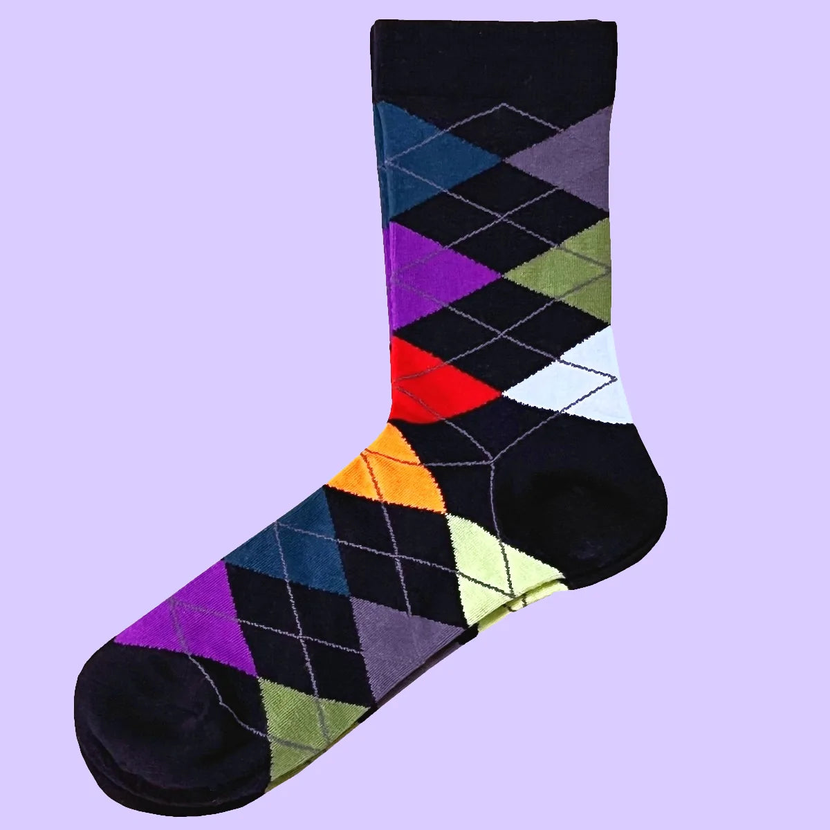 Argyle Socks - Black/Multi Colour Socks