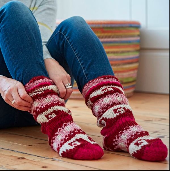 Woollen Socks - Red and Pink