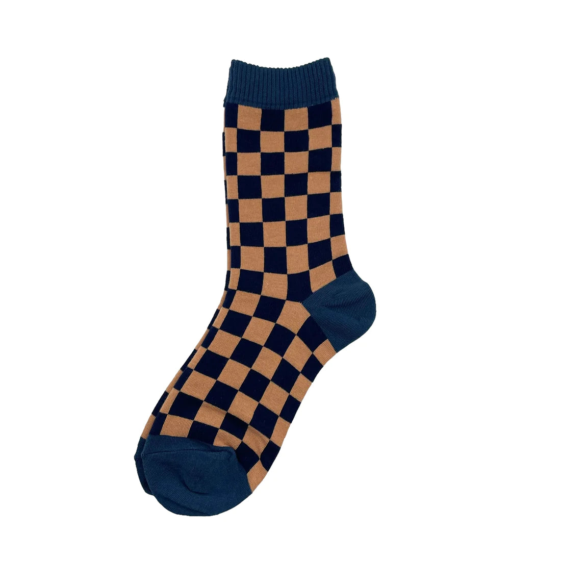 Chequerboard Socks - Blue & Peach