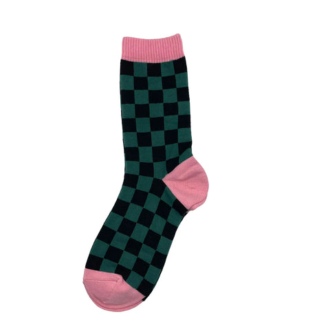 Chequerboard Socks - Black & Green