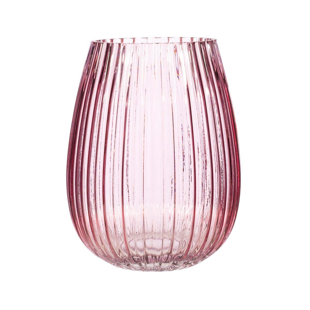 BIG Fluted Glass Vase - Pink