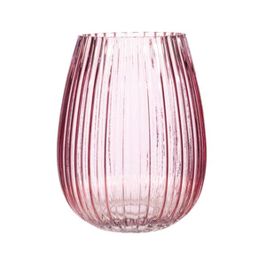 BIG Fluted Glass Vase - Pink