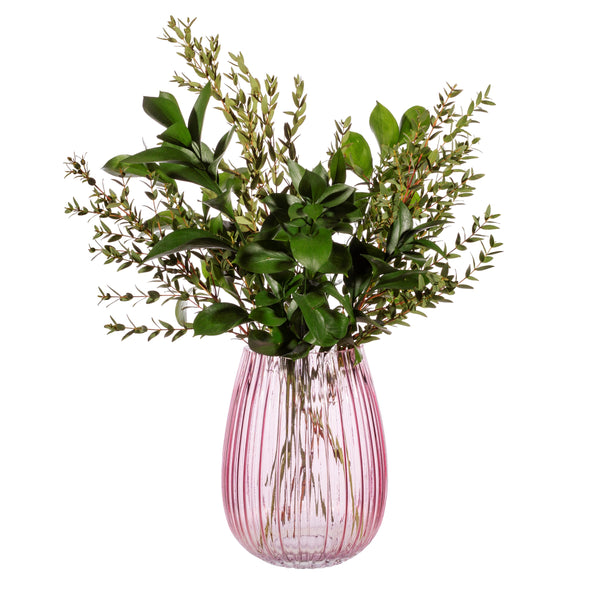 BIG Fluted Glass Vase - Pink