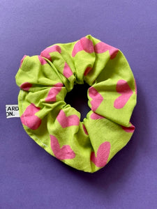 Neon Pink & Green Hearts Scrunchie