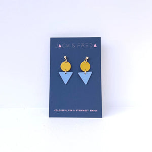 Colour Block Earrings - Mustard & Light Blue