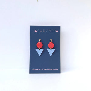 Colour Block Earrings - Rust and Light Blue