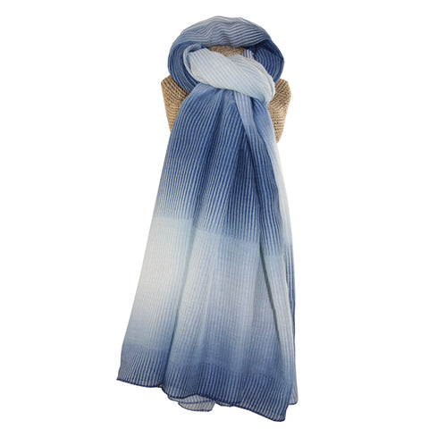 ** HALF PRICE ** - FEW LEFT - Blue Tie Dye Stripes Scarf