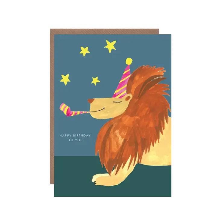 Party Lion Birthday Greetings Card