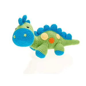Soft Toy Handmade Dinosaur Rattle - Green