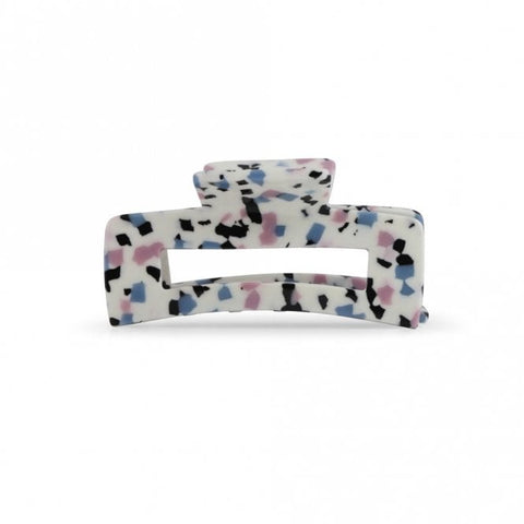 Resin Bulldog Hairclip - White Blue Black