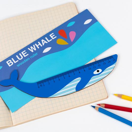 WERE £3.95! NOW £1.95! - Blue Whale Wooden Ruler