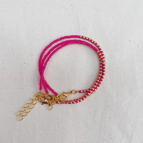 Seed Bead Bracelet - Hot Pink