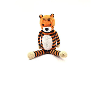 Soft Toy Handmade Tiger Rattle - Soft Orange