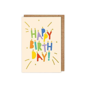 Gold Foiled 'Happy Birthday!' Candle Letters Birthday Card