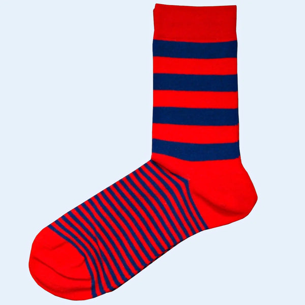 Men's Graded Multi Stripe Socks- Red and Blue
