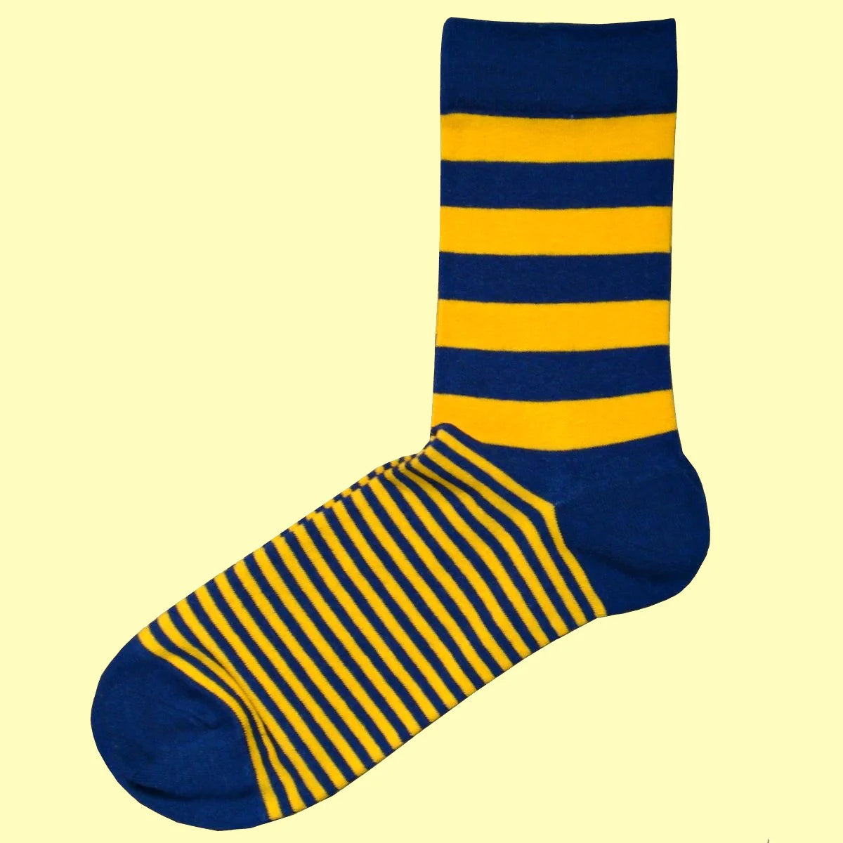 Men's Graded Multi Stripe Socks- Yellow and Navy