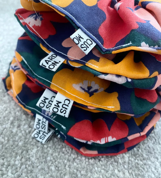 Navy Floral Scrunchie