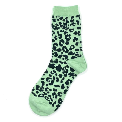 Leopard Socks - Mint