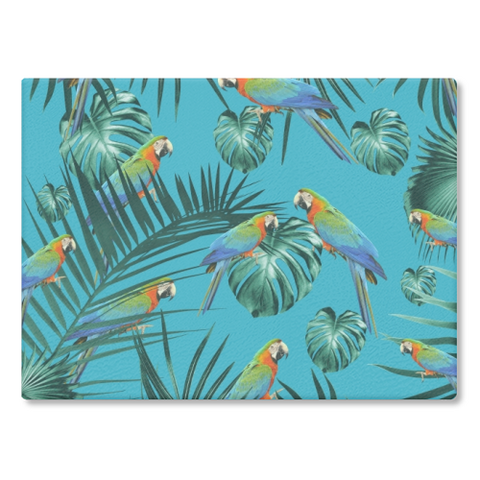 Parrots in the Tropical Jungle - Chopping Board/Worktop Saver