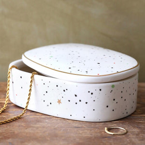Speckled Stars Oval Trinket Box