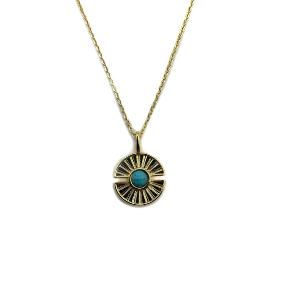 Stone Medallion Necklace - Turquoise