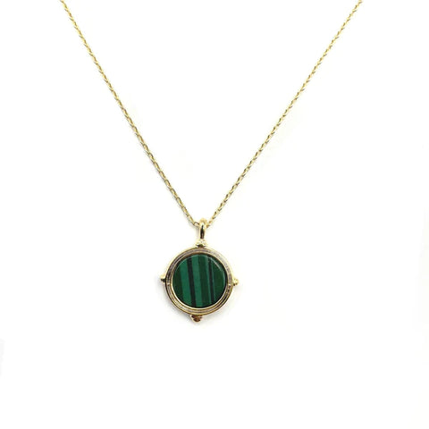 Stone Pendant Necklace - Malachite