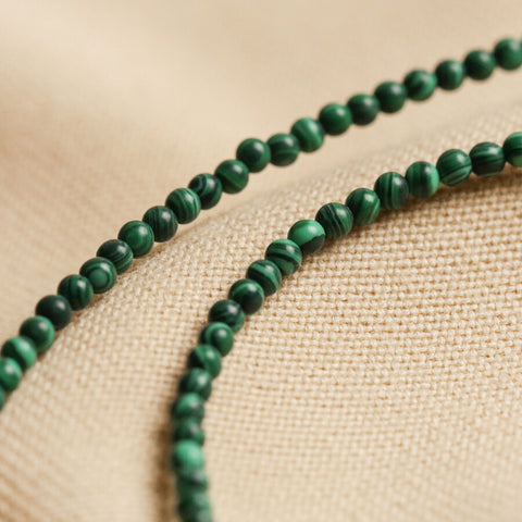 Tiny Green Malachite Beaded Necklace